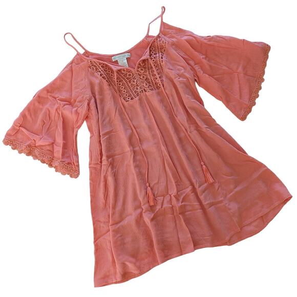Flying Tomato Boho Cold Shoulder Coral Dress size Small - Picture 1 of 4
